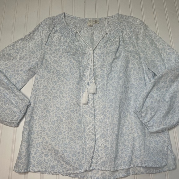 Joie Linen Cotton Blend Tunic Top Blouse Embroidered Medium Women. 247 - Picture 1 of 4